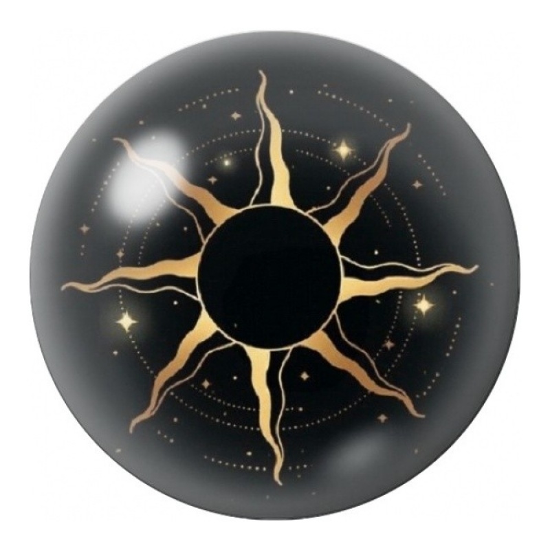 Cabochon en Verre Illustré Éclipse aux Rayons Dorés 12 à 25mm