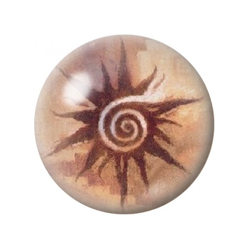 Cabochon en Verre Illustré Soleil Spirale Brun 12 à 25mm