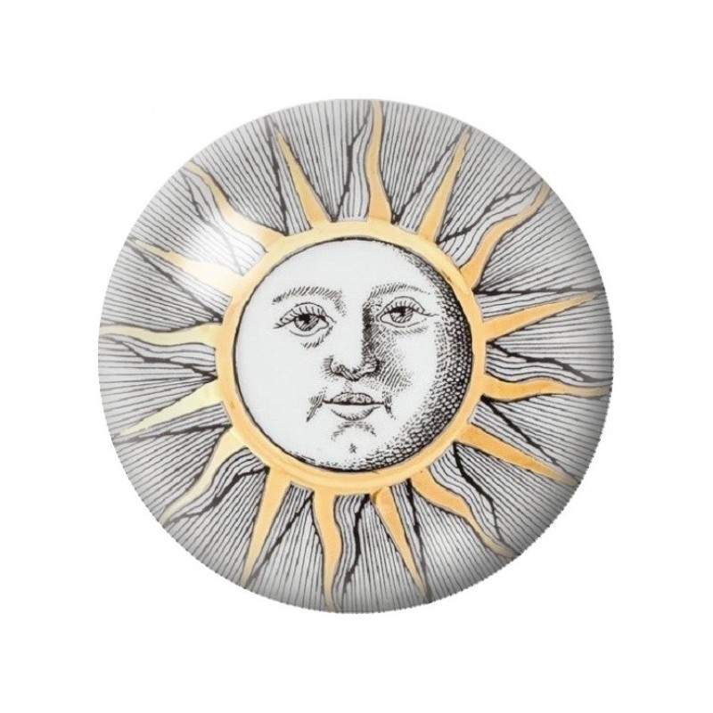 Cabochon en Verre Illustré Soleil Gravé aux Rayons Fins 12 à 25mm