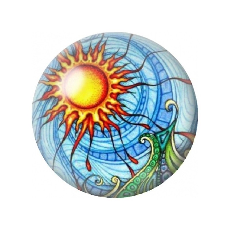 Cabochon en Verre Illustré Soleil au-dessus des Vagues 12 à 25mm