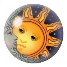 Cabochon en Verre Illustré Soleil Embrassant la Lune Grise 12 à 25mm pour la Création de Bijoux Fantaisie - DIY