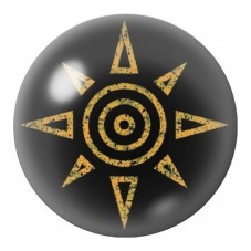 Cabochon en Verre Illustré Symbole Solaire Doré 12 à 25mm pour la Création de Bijoux Fantaisie - DIY