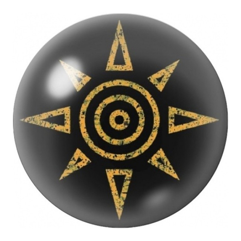 Cabochon en Verre Illustré Symbole Solaire Doré 12 à 25mm