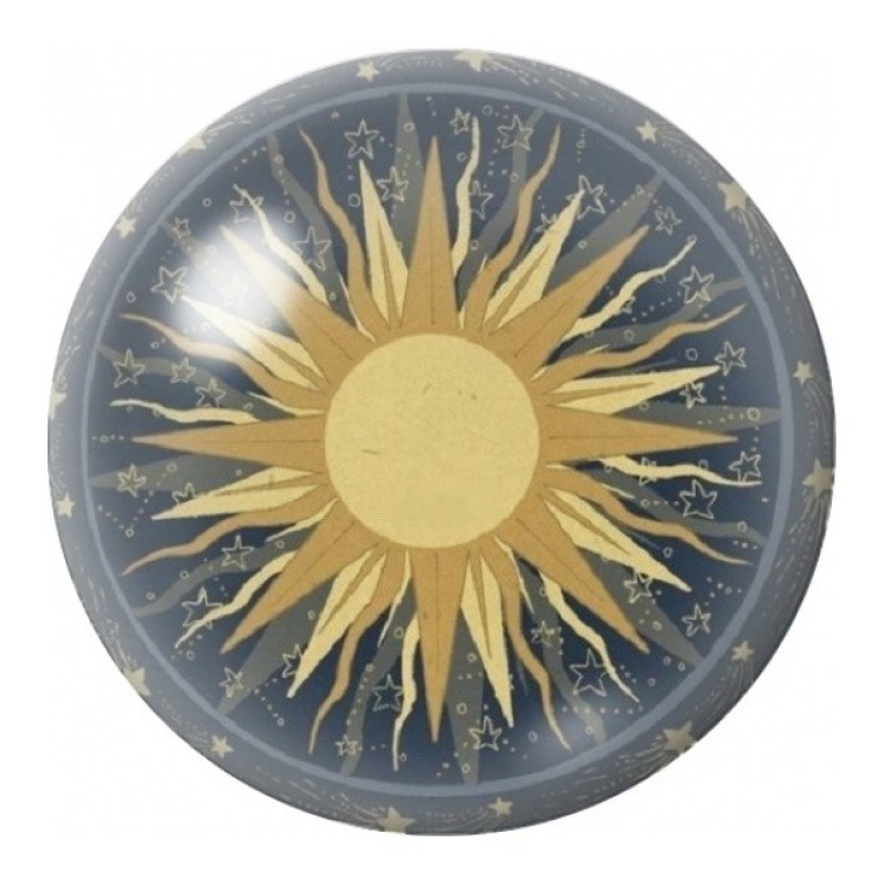 Cabochon en Verre Illustré Soleil Doré sur Ciel Gris 12 à 25mm