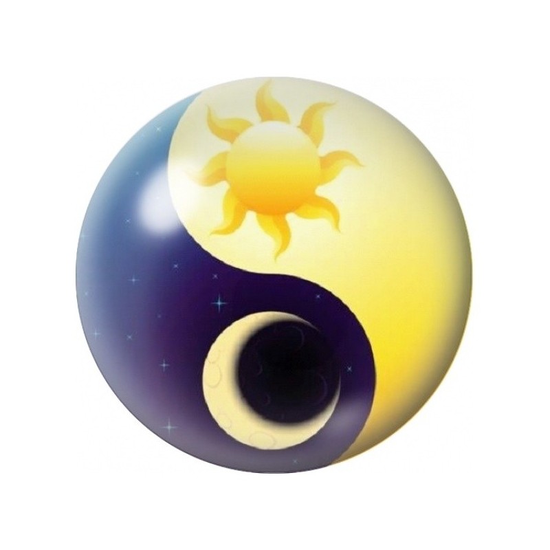Cabochon en Verre Illustré Yin-Yang Soleil et Lune 12 à 25mm