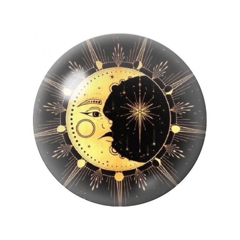 Cabochon en Verre Illustré Soleil et Nuit en Équilibre 12 à 25mm