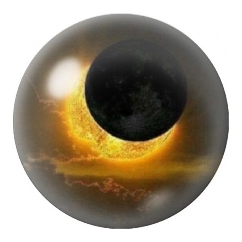 Cabochon en Verre Illustré Éclipse Solaire Dorée 12 à 25mm