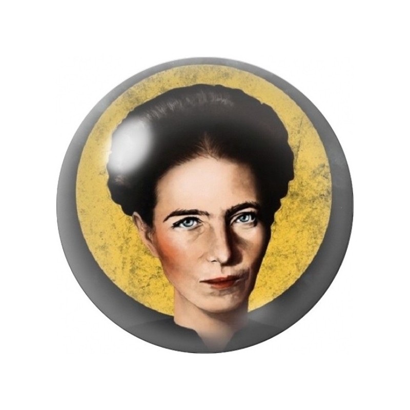 Cabochon en Verre Illustré Portrait de Simone de Beauvoir 12 à 25mm