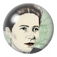 Cabochon en Verre Illustré Simone de Beauvoir au Fond Graphique 12 à 25mm pour la Création de Bijoux Fantaisie - DIY