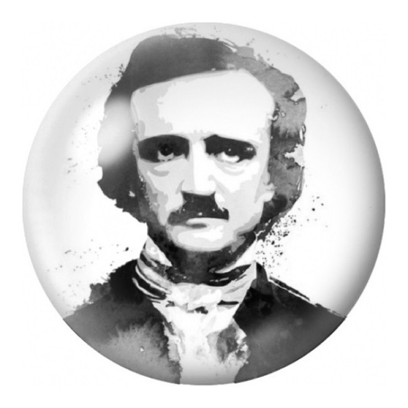 Cabochon en Verre Illustré Edgar Allan Poe Graphique 12 à 25mm