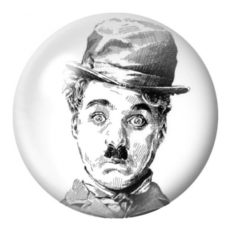 Cabochon en Verre Illustré Charlie Chaplin Dessiné 12 à 25mm