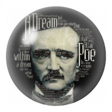 Cabochon en Verre Illustré Edgar Allan Poe Typographique 12 à 25mm pour la Création de Bijoux Fantaisie - DIY
