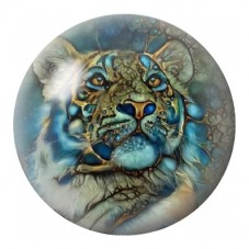 Cabochon en Verre Illustré Tigre Steampunk Bleu 12 à 25mm pour la Création de Bijoux Fantaisie - DIY