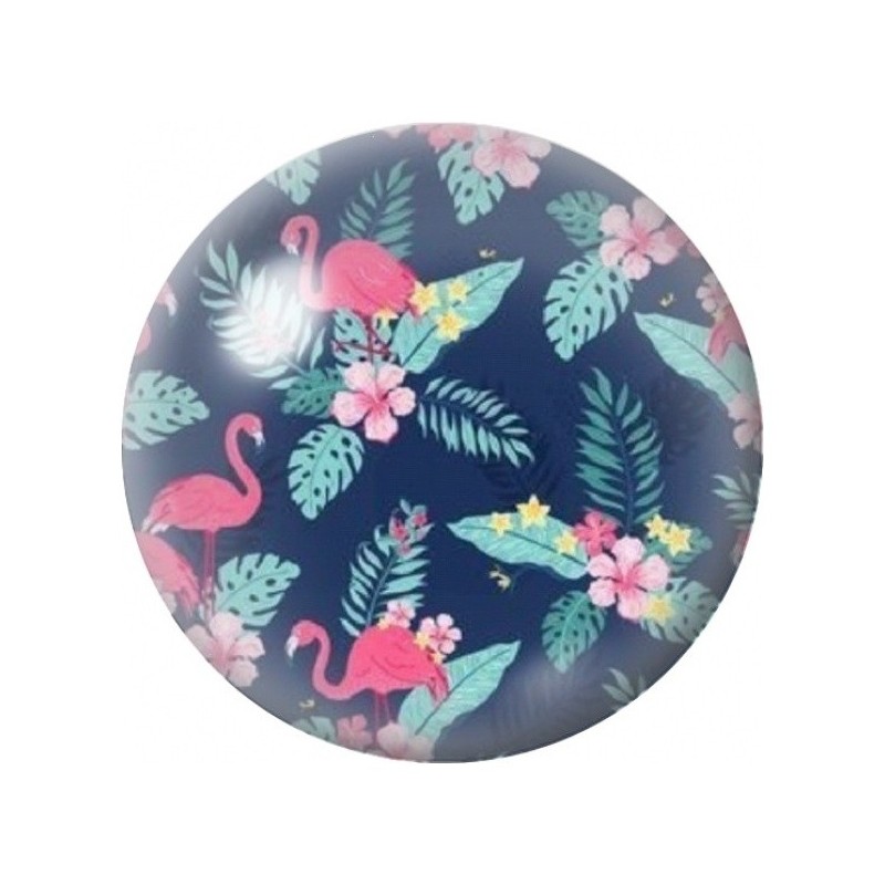 Cabochon en Verre Illustré Flamants Roses sur Fond Bleu 12 à 25mm