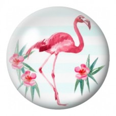 Cabochon en Verre Illustré Flamant Rose aux Fleurs 12 à 25mm pour la Création de Bijoux Fantaisie - DIY