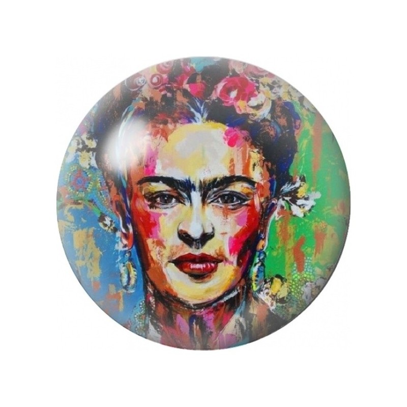 Cabochon en Verre Illustré Portrait Coloré de Frida Kahlo 12 à 25mm