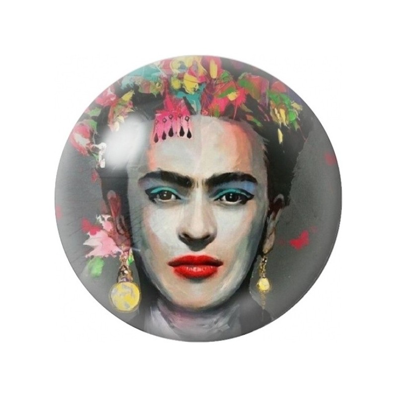 Cabochon en Verre Illustré Frida Kahlo au Regard Bleu 12 à 25mm