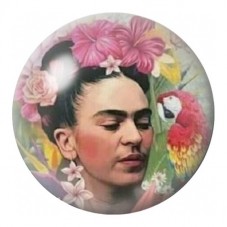 Cabochon en Verre Illustré Frida Kahlo au Perroquet 12 à 25mm pour la Création de Bijoux Fantaisie - DIY