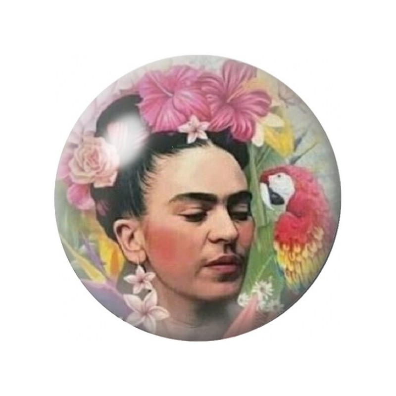 Cabochon en Verre Illustré Frida Kahlo au Perroquet 12 à 25mm