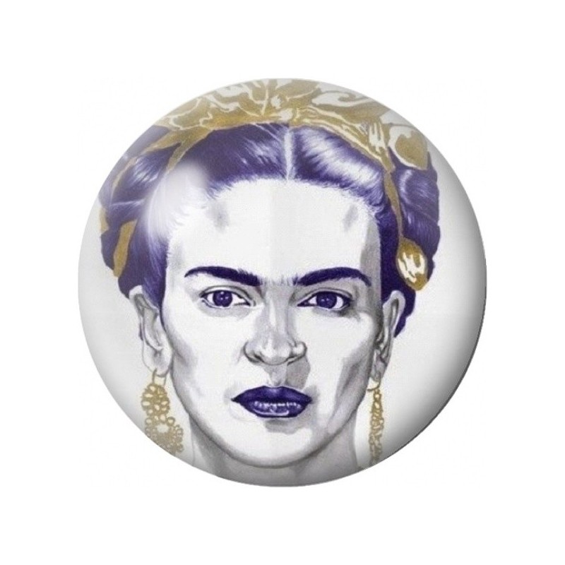 Cabochon en Verre Illustré Frida Kahlo aux Lèvres Violettes 12 à 25mm