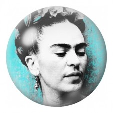 Cabochon en Verre Illustré Frida Kahlo de Profil Turquoise 12 à 25mm pour la Création de Bijoux Fantaisie - DIY