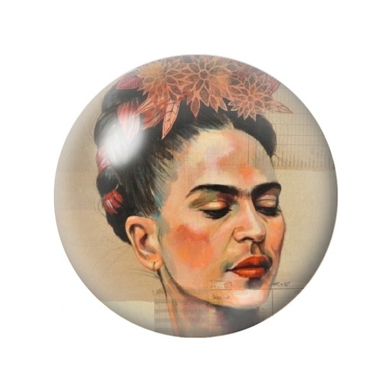 Cabochon en Verre Illustré Frida Kahlo aux Feuilles d’Automne 12 à 25mm