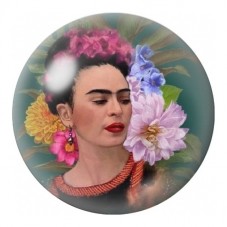 Cabochon en Verre Illustré Frida Kahlo aux Fleurs Géantes 12 à 25mm pour la Création de Bijoux Fantaisie - DIY