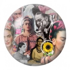 Cabochon en Verre Illustré Collage de Frida Kahlo 12 à 25mm pour la Création de Bijoux Fantaisie - DIY