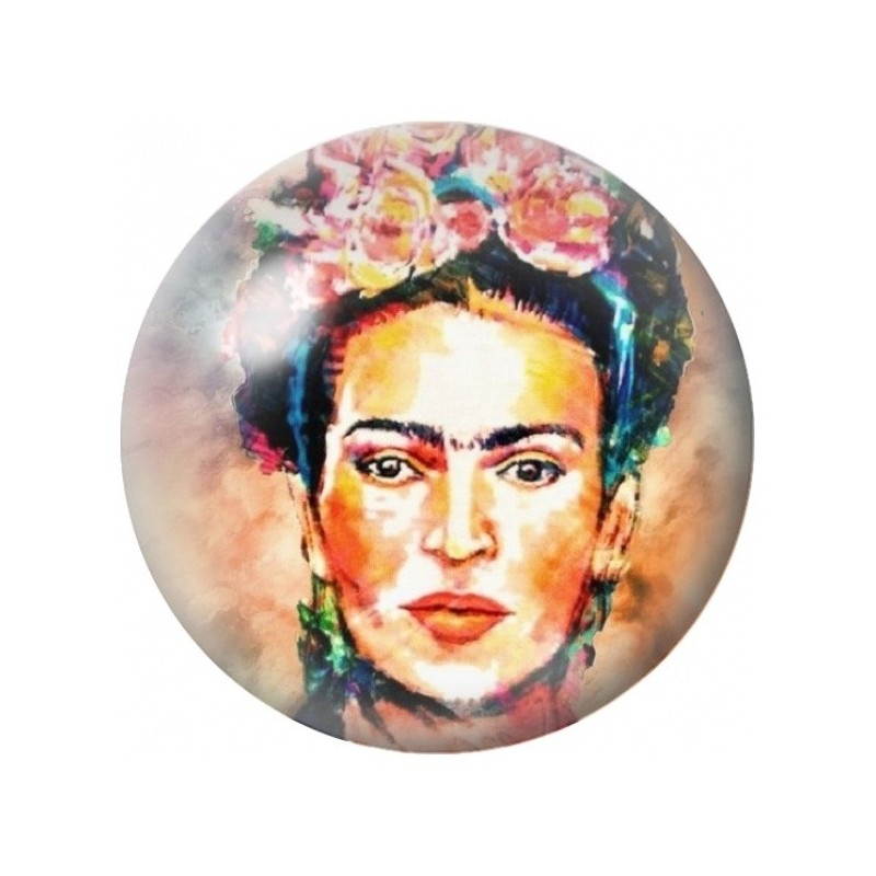 Cabochon en Verre Illustré Frida Kahlo Aquarelle Fleurie 12 à 25mm