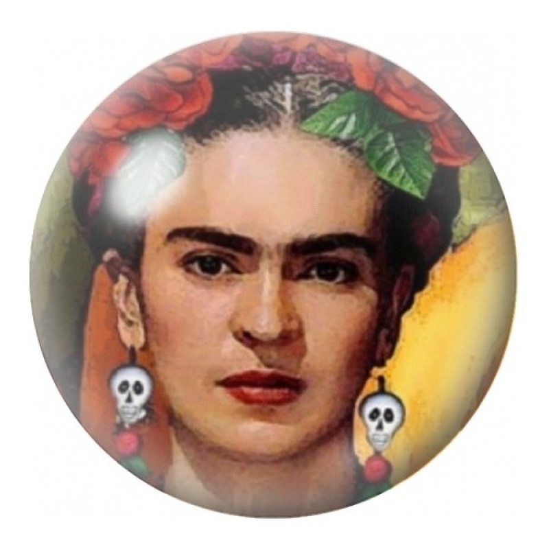 Cabochon en Verre Illustré Frida Kahlo aux Boucles Crâne 12 à 25mm