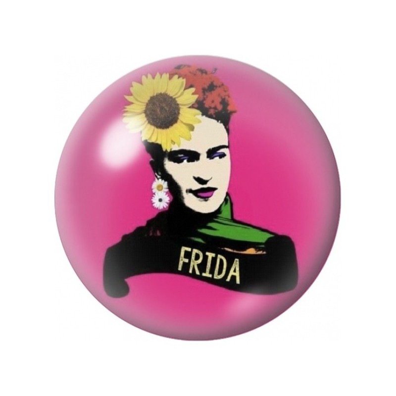 Cabochon en Verre Illustré Frida Kahlo au Tournesol 12 à 25mm