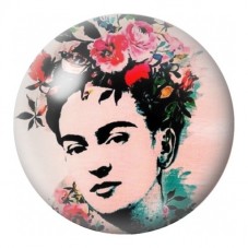 Cabochon en Verre Illustré Frida Kahlo au Pochoir Fleuri 12 à 25mm pour la Création de Bijoux Fantaisie - DIY