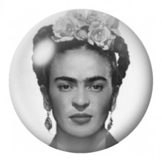 Cabochon en Verre Illustré Frida Kahlo en Photographie aux Roses 12 à 25mm pour la Création de Bijoux Fantaisie - DIY