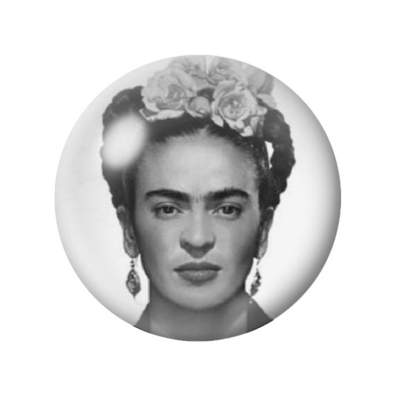 Cabochon en Verre Illustré Frida Kahlo en Photographie aux Roses 12 à 25mm