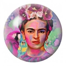 Cabochon en Verre Illustré Frida Kahlo Peinture Florale 12 à 25mm pour la Création de Bijoux Fantaisie - DIY