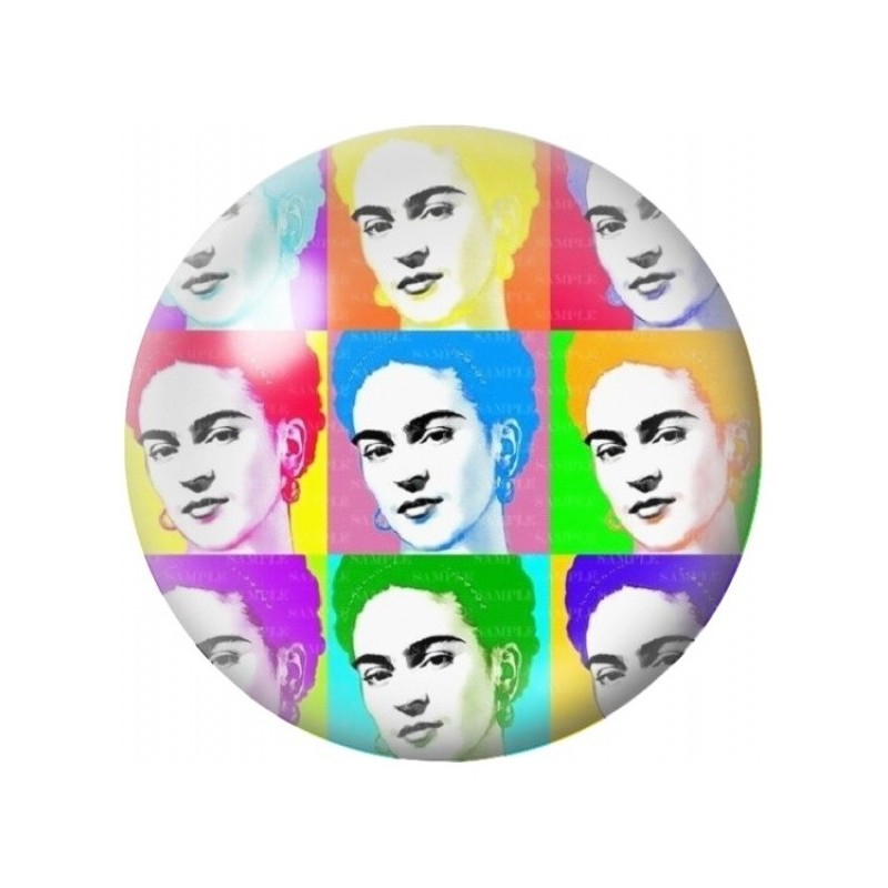 Cabochon en Verre Illustré Frida Kahlo Façon Warhol 12 à 25mm