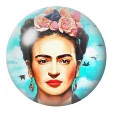 Cabochon en Verre Illustré Frida Kahlo au Ciel Turquoise 12 à 25mm pour la Création de Bijoux Fantaisie - DIY