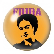 Cabochon en Verre Illustré Affiche Orange Frida Kahlo 12 à 25mm pour la Création de Bijoux Fantaisie - DIY