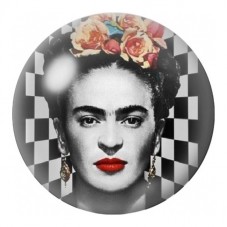 Cabochon en Verre Illustré Frida Kahlo au Damier Noir et Blanc 12 à 25mm pour la Création de Bijoux Fantaisie - DIY