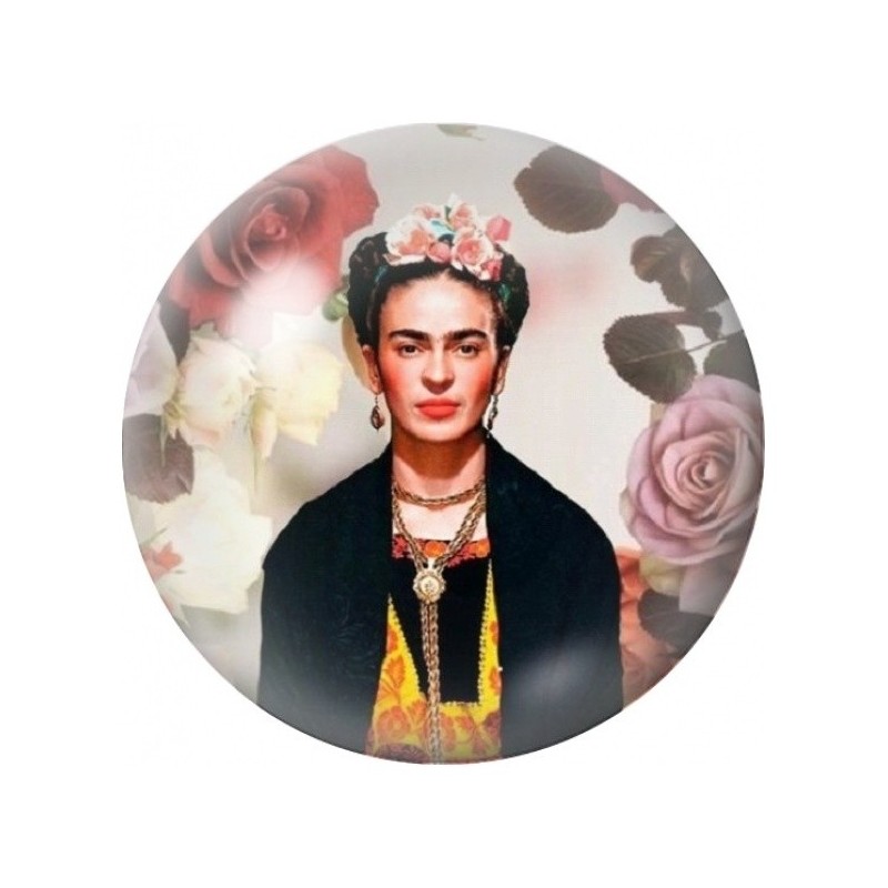 Cabochon en Verre Illustré Frida Kahlo aux Roses Pastel 12 à 25mm