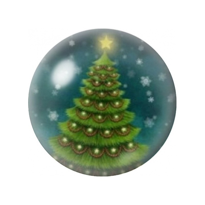Cabochon en Verre Illustré Sapin de Noël Lumineux 12 à 25mm