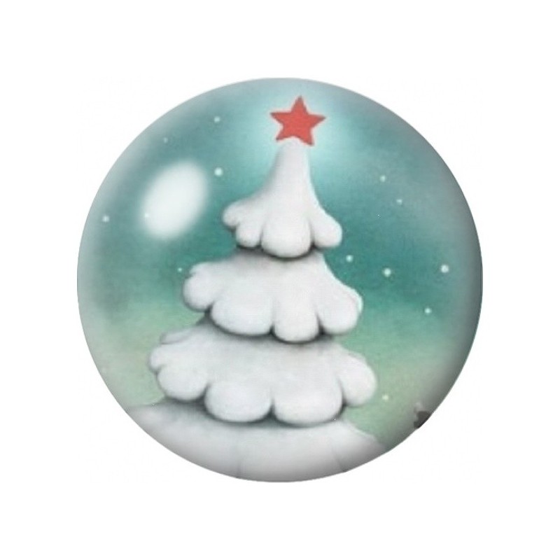 Cabochon en Verre Illustré Sapin de Noël Enneigé 12 à 25mm