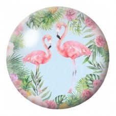 Cabochon en Verre Illustré Flamants Roses dans les Palmes 12 à 25mm pour la Création de Bijoux Fantaisie - DIY