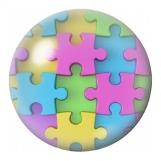Cabochon en Verre Illustré Puzzle Multicolore Pastel 12 à 25mm pour la Création de Bijoux Fantaisie - DIY