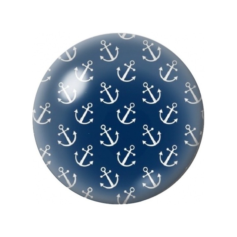 Cabochon en Verre Illustré Ancres Marines sur Fond Bleu 12 à 25mm