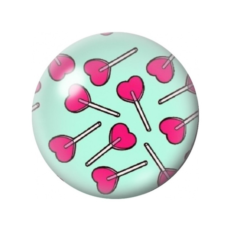 Cabochon en Verre Illustré Sucettes Cœur Roses 12 à 25mm