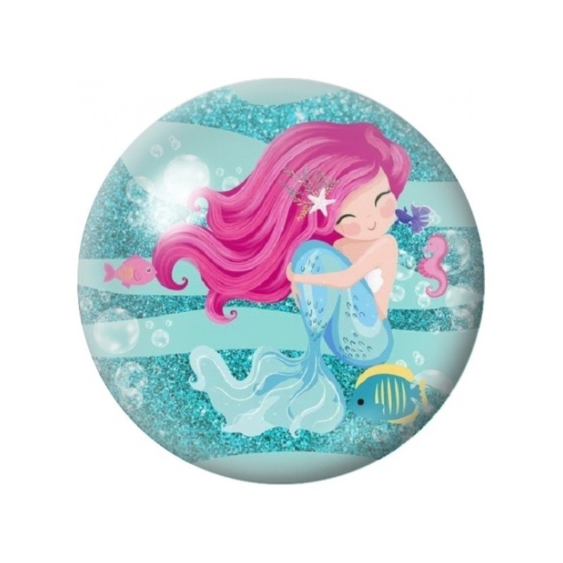 Cabochon en Verre Illustré Sirène aux Cheveux Roses 12 à 25mm