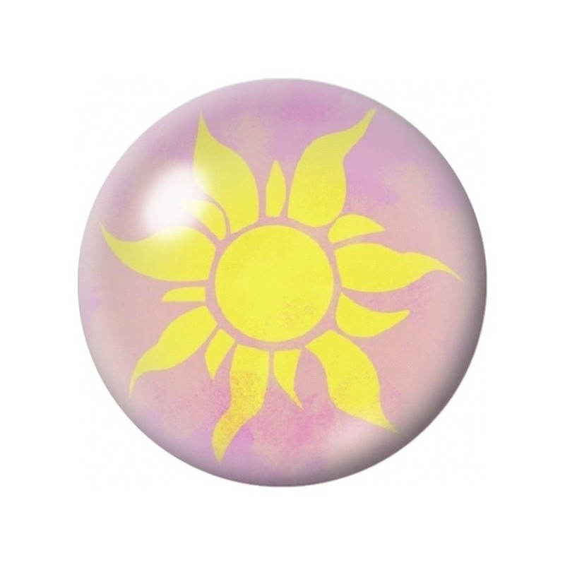 Cabochon en Verre Illustré Soleil Jaune sur Fond Rose 12 à 25mm