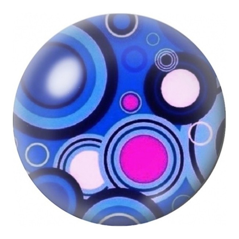 Cabochon en Verre Illustré Cercles Rétro Bleus et Roses 12 à 25mm