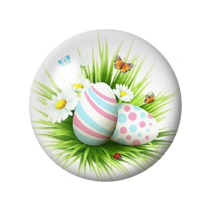 Cabochon en Verre Illustré Œufs de Pâques dans l’Herbe 12 à 25mm